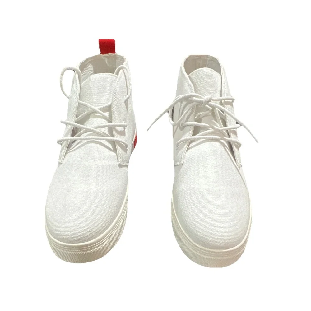 18N23/STRAUSS+RAMM The Chukka-E White Red‎ Canvas Chukka Sneakers Men's US 11.5